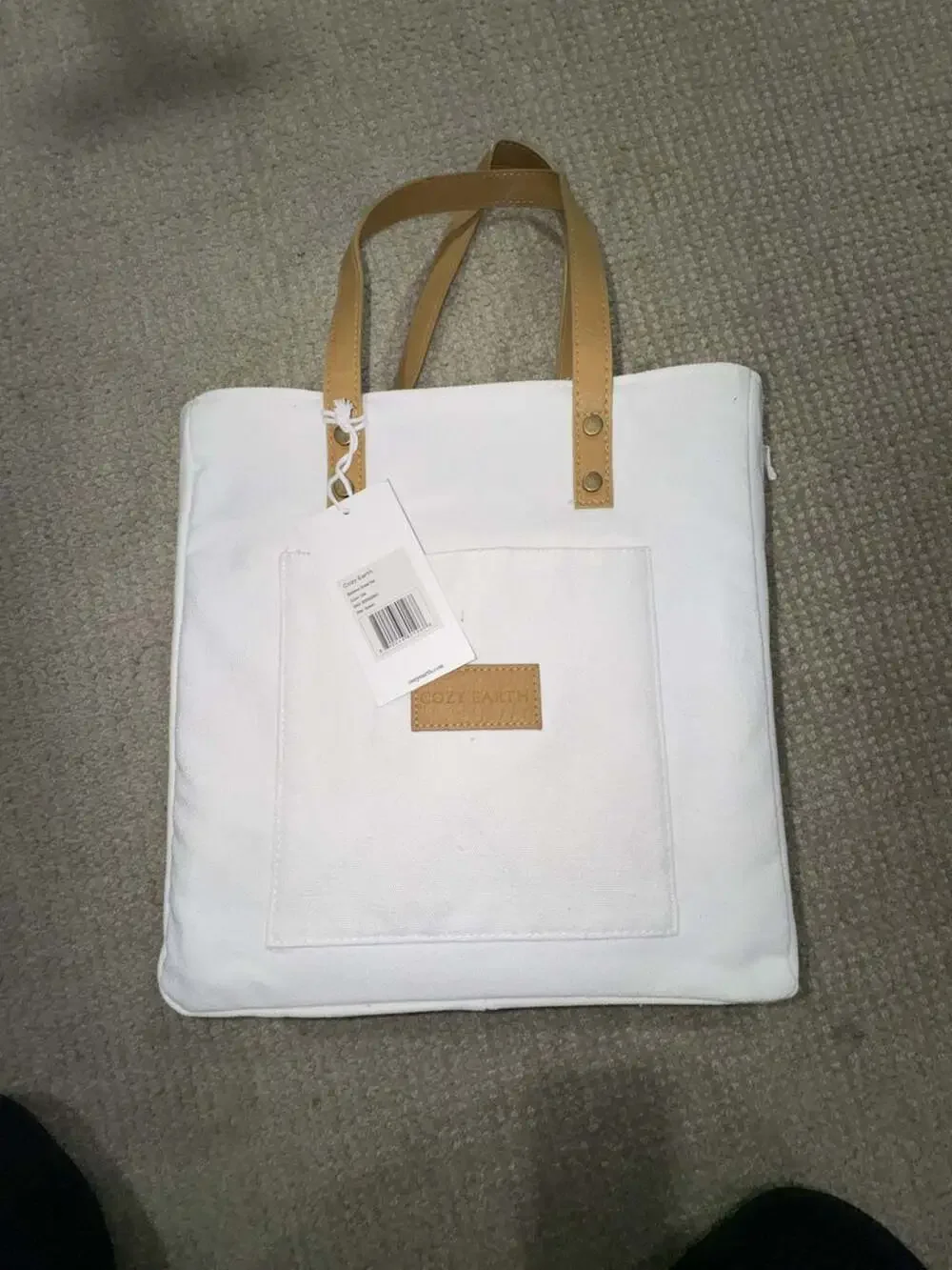 Cozy Earth Queen Bamboo Sheet Set in Oat with Canvas Storage Tote